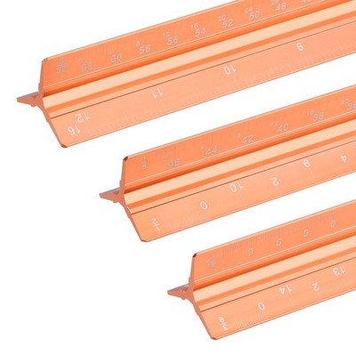 13 Inch Imperial Engineer Scale Ruler, Aluminum Construction Rulers, Yellow