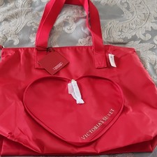 Victoria's Secret Red Heart Accent Tote Bag Zip Closure for Women
