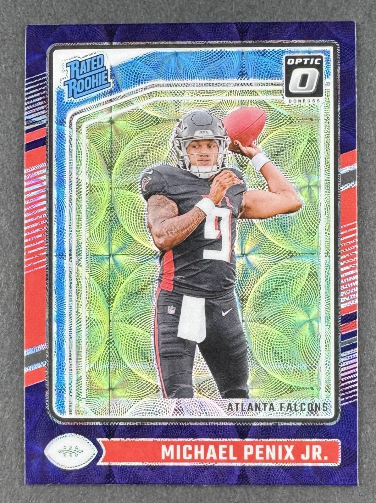 Michael Penix Jr. 2024 Panini Donruss Optic Rated Rookie Purple Scope Prizm #279