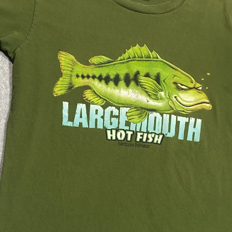 Camiseta Y2k Hot Fish Bass Boca Grande Verde 100% Algodón Unisex Talla M Foto 2 de 4