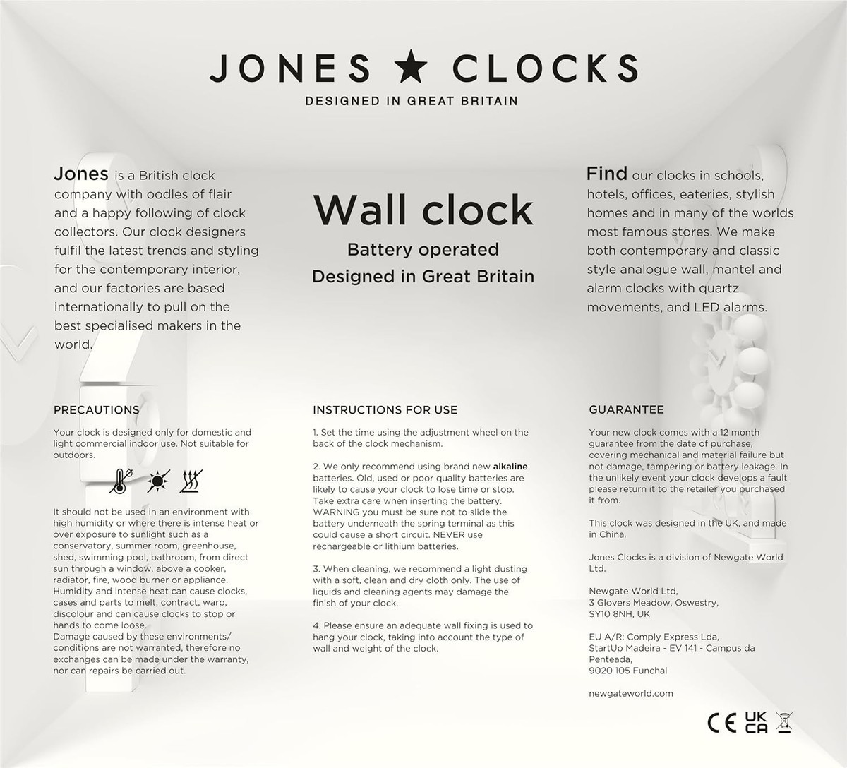 Jones Clocks® Disco bureauklok | Strak vierkant ontwerp | Oranje | Stijlvol en gemakkelijk af te lezen voor plank, tafel, schoorsteenmantel of nachtkastje