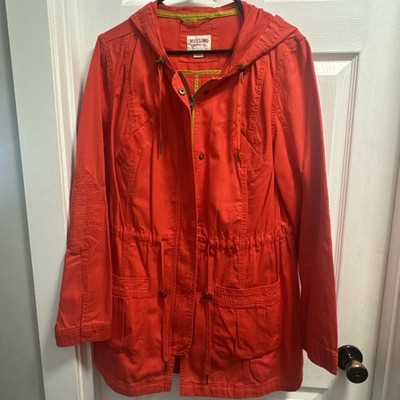 Mossimo Women's Jacket XXL Utility Coral Zip Up Pockets Drawstring Waist
