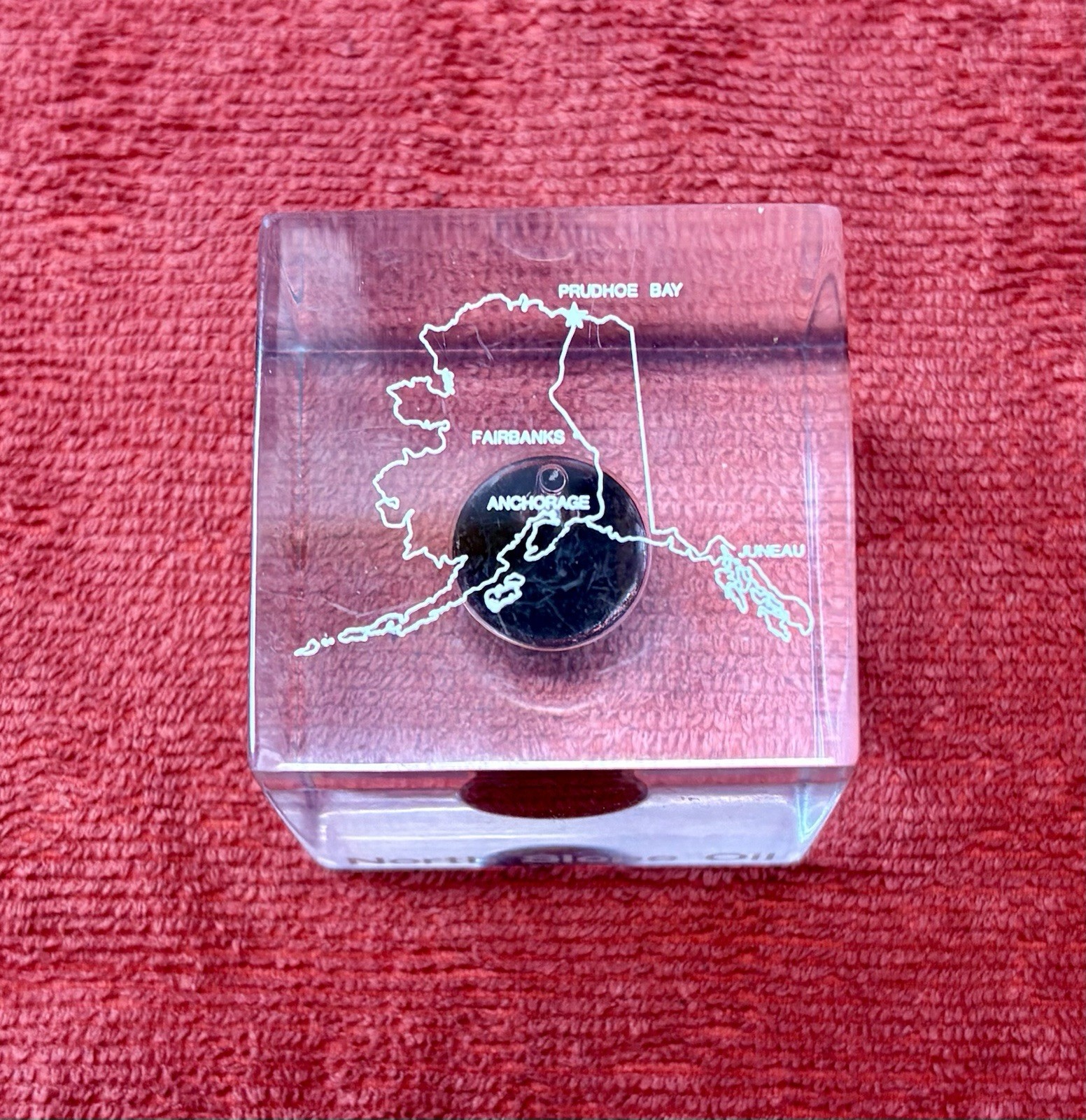 Alaskan North Slope Crude Oil In Lucite Paperweight 1976