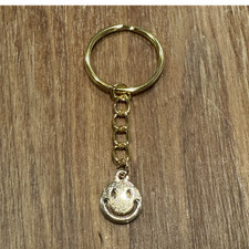 Gold Tone Smiley Face Charm Keychain Cute Emoji Pendant Ring Bag Purse Accessory
