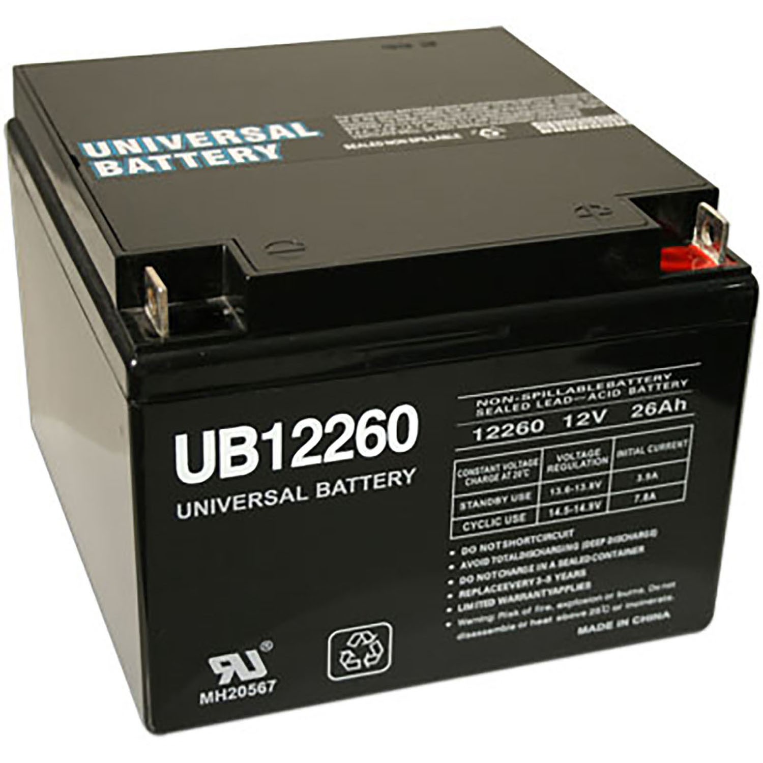 UPG 12V 26AH Battery Replacement for Zeus PC26-12M, PC26-12NB