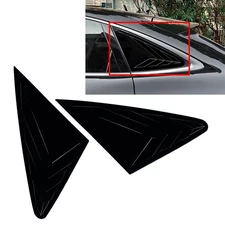 2x Glossy Black Rear Window Shutter Louvers Cover Trim For Audi Q5 FY 2018-2024