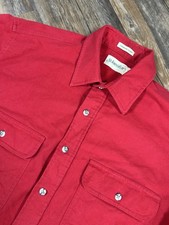 St. John's Bay Shirt Men's L Red Chamois Cloth Flannel Button Up Pockets Vintage