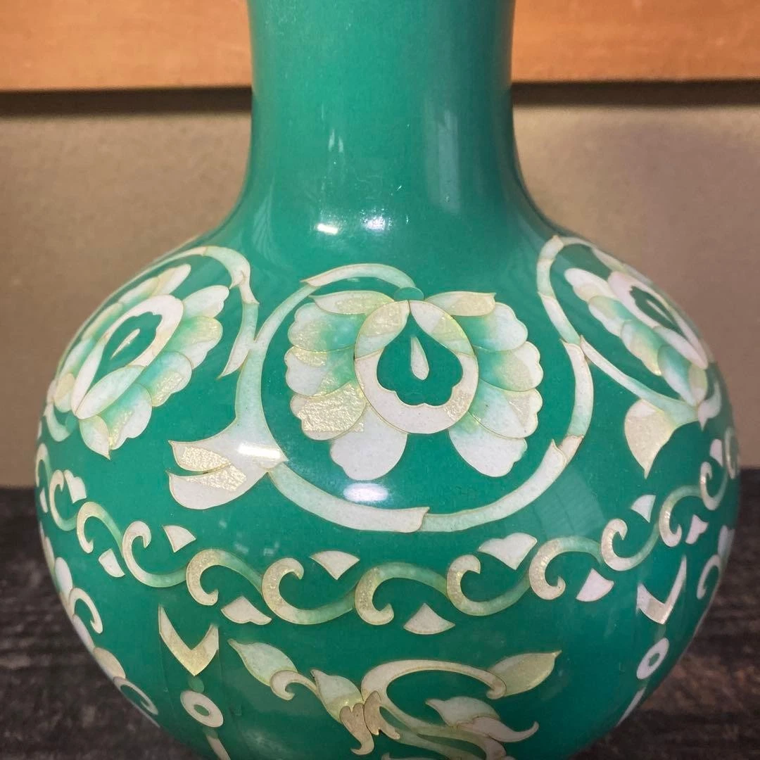 绿色复古原始景泰蓝日本古董花瓶| eBay