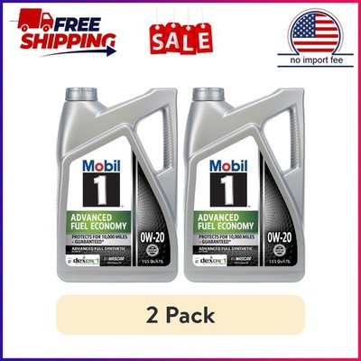 (2 pack) Mobil 1 Advanced Fuel Economy Full Synthetic Motor Oil 0W-20, 5 Quart