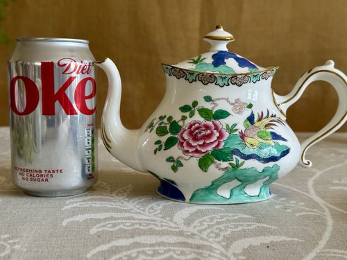 Crown Staffordshire Rock Bird SMALL TEAPOT Rare Shape Hand-Painted 5322 One Pint - Picture 4 of 22