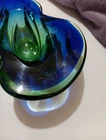 Murano Sommerso art Glass Ashtray  Blue /green