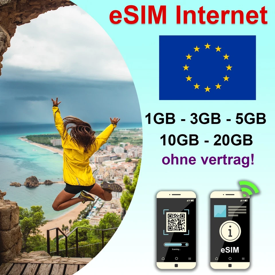 eSIM Europa – 34 Länder | Kein Vertrag, Keine SIM, Nur Daten | 4G/5G - Bild 1 von 4