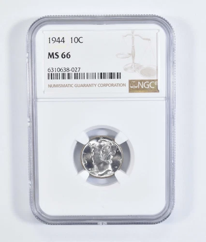 1944 MS66 Mercury Silver Dime - MS 66 NGC Blast White