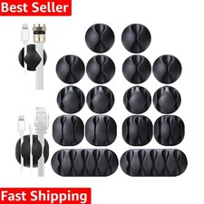 16-Pack Black Cord Organizer - Adhesive Cable Clips Holder for Desk, Wall, Ca...