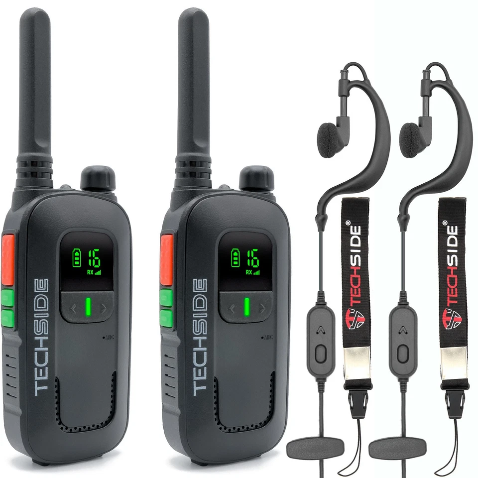 TechSide TS-T2 Coppia Radio 16 Canali Pmr446 Libero uso Full Optional