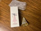 Vintage Fenton Iridescent 3" Flocked Christmas Tree  Rare Bell Ornament MIB