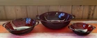 Lot of 3 Vintage Anchor Hocking Coronation Royal Ruby Red Bowls w/ Handles EUC