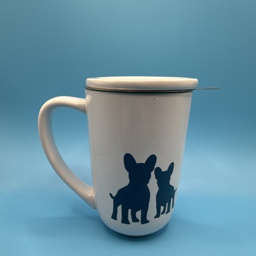 DAVIDsTEA French Bulldog Nordic Mug Set - RETIRED with Lid & Infuser