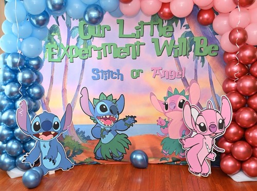 Gender Reveal - Stitch VS. Angel Backdrop 10x8  W/ Cutout Stands (LILO & STITCH)