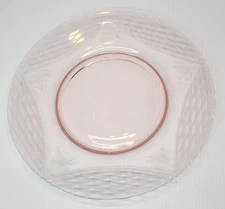 Jeannette Glass pink depression glass plate in the Diamond Quilted + 1 plate