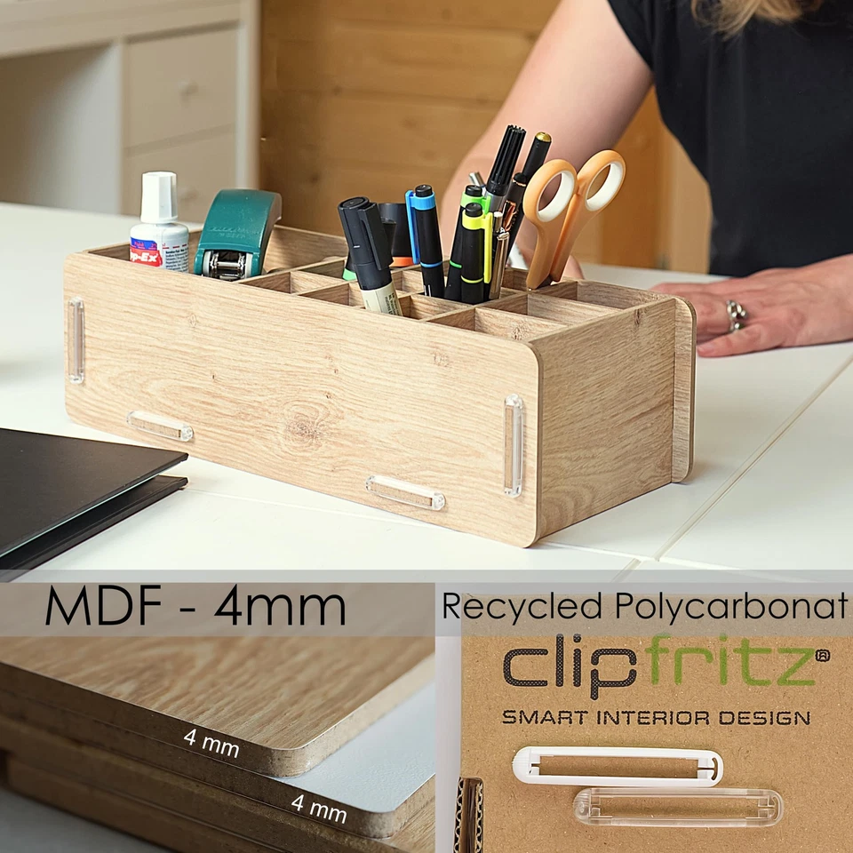 - Stiftebox aus Holz ca.14x32cm Schreibtisch Stiftehalter für Kinder, Erwachs... - Bild 4 von 4