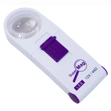 12x LED Illuminate​d Pocket Magnifier - 1.4 Inch Lens, Lighted Hand Magnifier