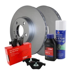Front Brake Kit 332mm Disc Rotors and TRW Pro Low-Metallic Pads For BMW E53 X5