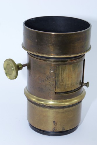 DARLOT Opticien Paris 12.5" f4 brass BARREL lens. Circa 1867. Hood. Lens Iris. - Picture 24 of 24