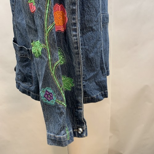Birch Hill Womens XL Denim Jacket Button Sequins Embroidered Appliquéd - Picture 6 of 9