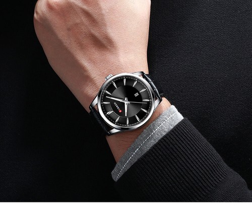 CURREN Men's Minimalist Quartz Watch Leather Strap Waterproof Date Wristwatch - Bild 10 von 29