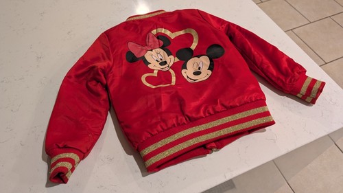 Disney Red Minnie & Mickey Mouse Puffer Jacket Coat Girl's Size 4T - Picture 2 of 4