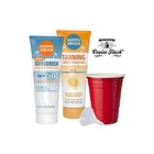 Sunscreen+Tanning Lotion 8oz bottles + 10 Seals + 32oz Cruise Flask+1 Funnel Kit