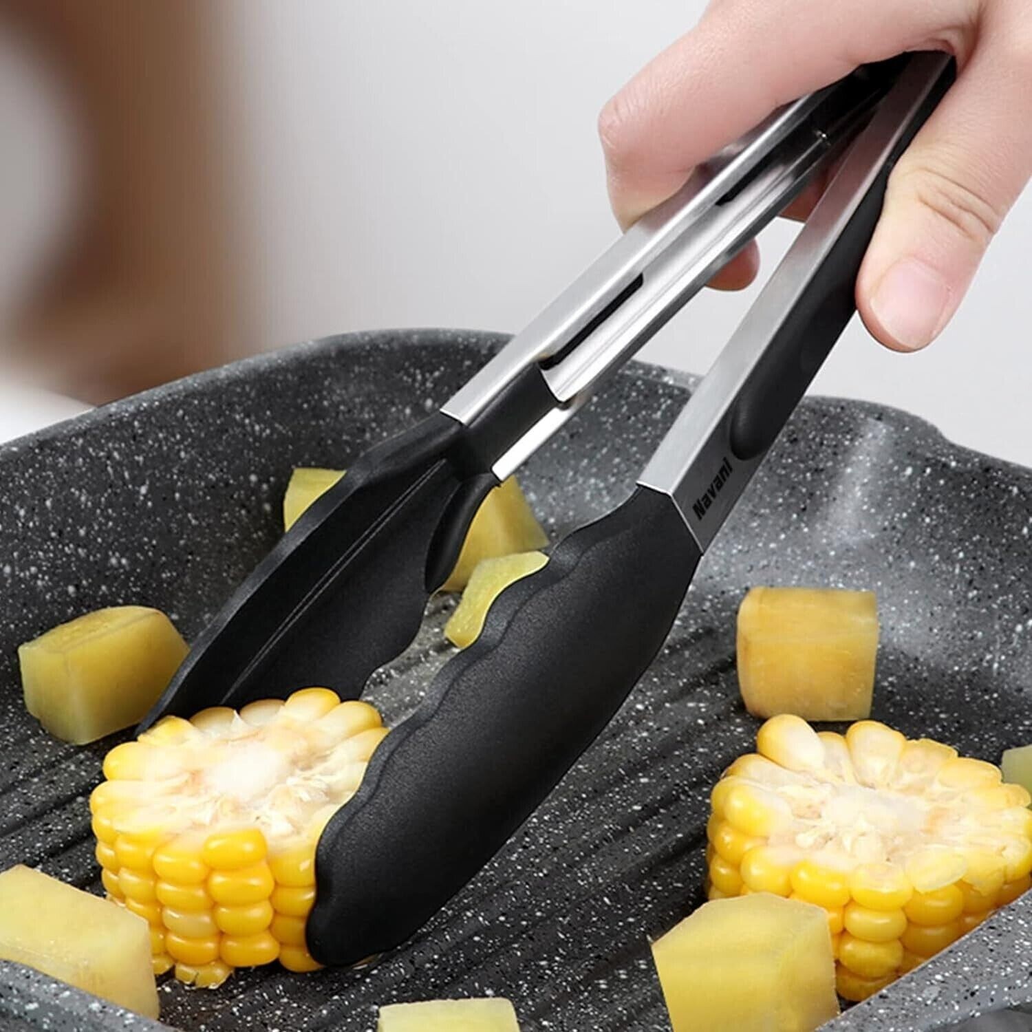 Kitchen Tongs for Cooking,9Inch Silicone Tip,Non Stick Tongs for Air