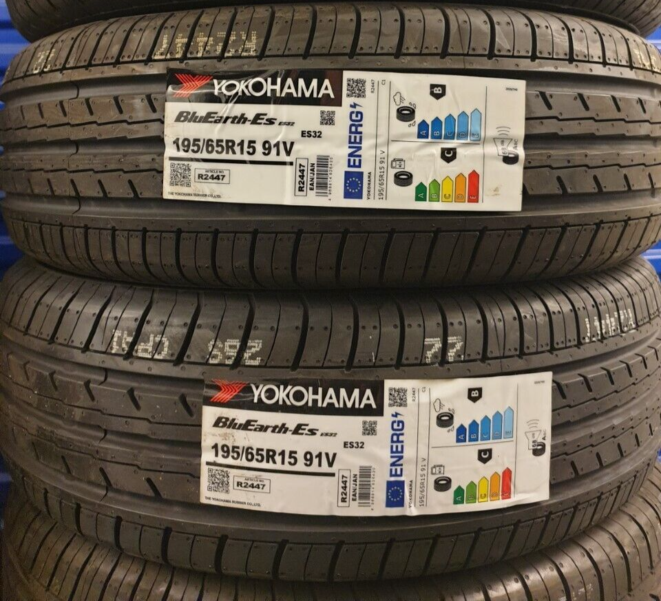 2X NEW YOKOHAMA ES32 BLUEARTH 195/65 ZR15 91V CAR TYRES 195 65 15