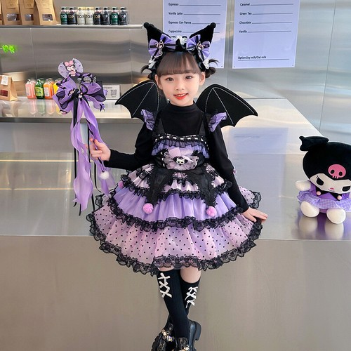 Kids Kuromi Costume Dress Girls Kuromi Lolita Princess Dress Cosplay Book Week - Picture 10 of 32