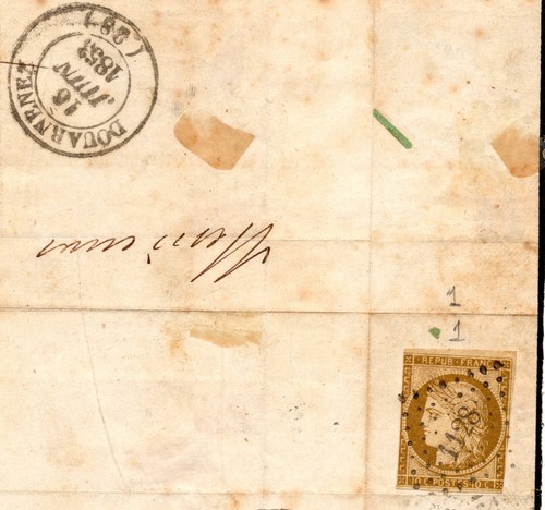 France Scott 1 on Cover Front