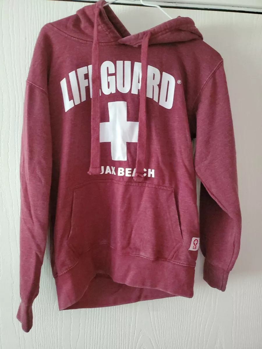 Unisex Lifeguard Hoodie Sweatshirt Size Small Red Jax Beach