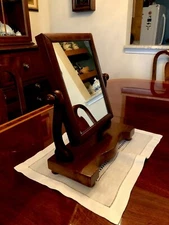 Antique Sheraton Style 19th C. Cherry Shaving Mirror