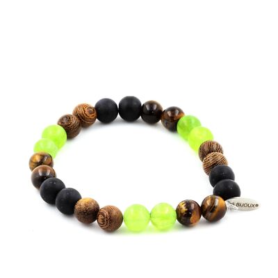 Bracciale con Turchese e Occhio di Tigre - Elastico - Colori Alternati