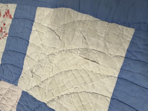 Antique Hand Pieced Quilted Pine Tree Quilt Blocks Mid Weight 66x74” Old Cotton - Afbeelding 13 van 23