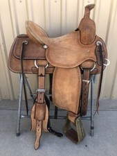 Brown Western Leather Saddle Wade Fork Roping Ranch Horse Saddle Size 10" - 18"