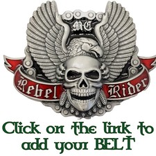 Rebel Rider Belt Buckle Outlaw Biker Motorcycle MC Rocker Skull Eagle