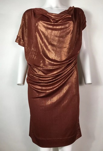 Vtg Vivienne Westwood Anglomania Metallic Copper Asymmetrical Dress XS - Picture 3 of 8