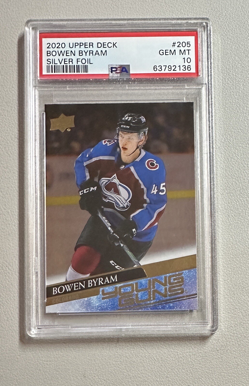 2020-21 Upper Deck Young Guns Silver Foil Bowen Byram #205 RC - PSA 10 Pop 6!