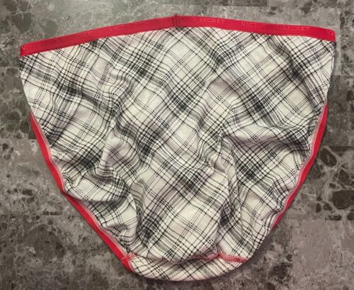 VICTORIA'S SECRET XL RED BLACK PLAID 100% COTTON VINTAGE RARE BIKINI PANTIES - Picture 3 of 3