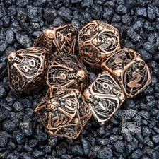 Sage's Macabre Bone Trinket Copper Hollow Metal Polyhedral Dice Set DnD