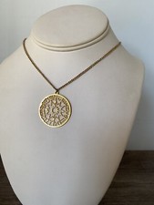 Vintage ZODIAC Pendant Necklace 12 Constellations Goldplated Astrology Laser Cut