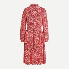 J Crew AD085 NWT Size XXS Beautiful Red/ Ivory Tossed Floral Print Shirtdress