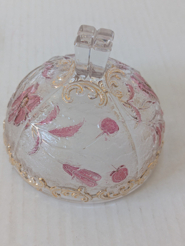 1905 EAPG Glass Domed Butter Dish/Ruby Red Floral w/Gold Trim - Picture 7 of 12