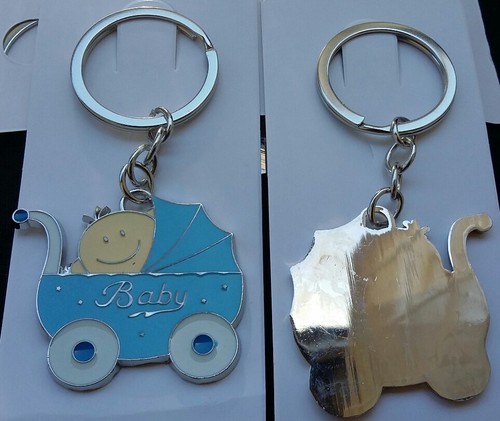 12Baby Shower Favors Key Chains Boy StrollerCarriage, Aqua,Llaveros, Gift,Supply - Picture 8 of 9